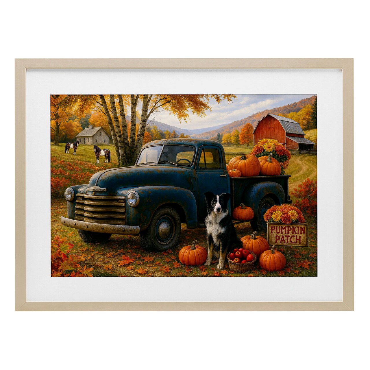 Stupell Industries Autumnal Farmland Collie Dog Framed Print Under Glass, design by Tom Crehan